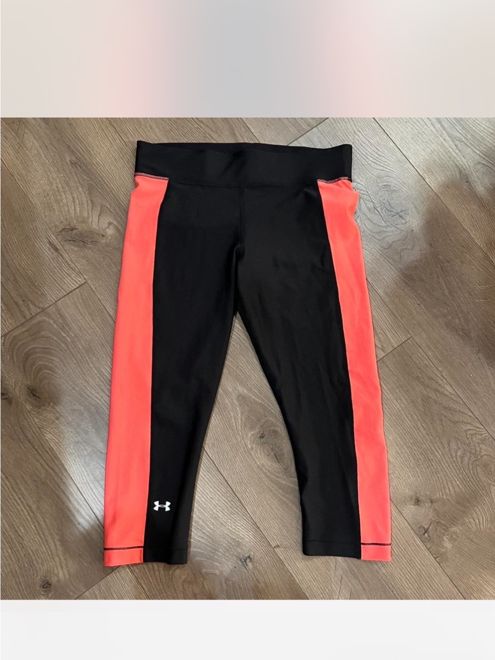 LG Black Leggings with Coral Side Stripes